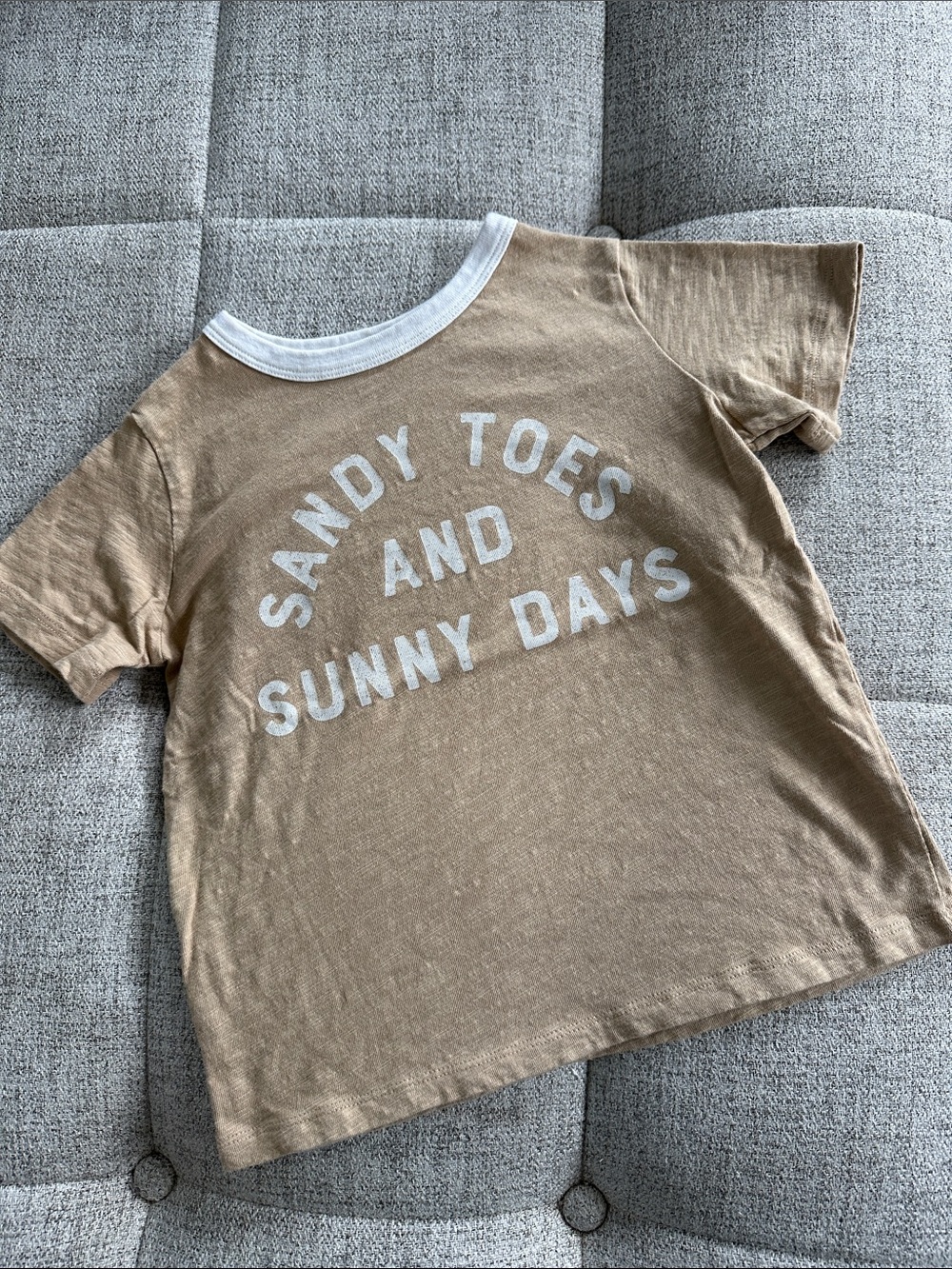 Kids Tan Graphic Tee with White Lettering